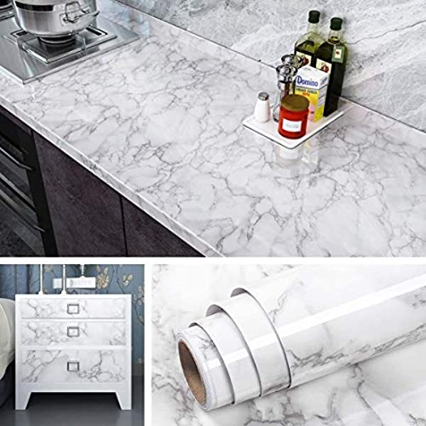 Marble Self-Adhesive Wallpaper – Waterproof Countertop Vinyl Sticker for Kitchen & Furniture