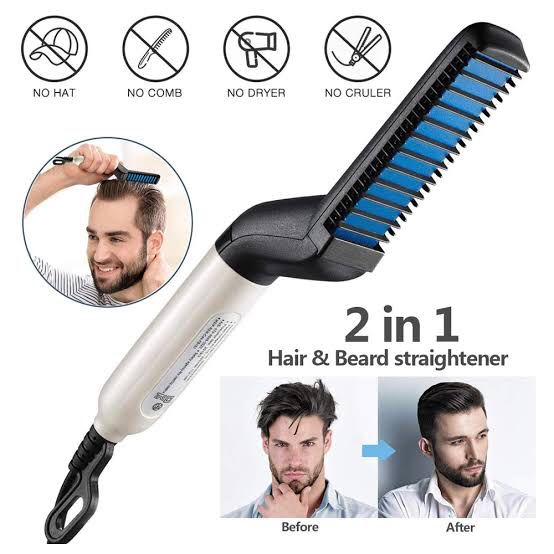 3-in-1 Electric Hair & Beard Styler for Men β Straightener, Curler & Volumizer Brush