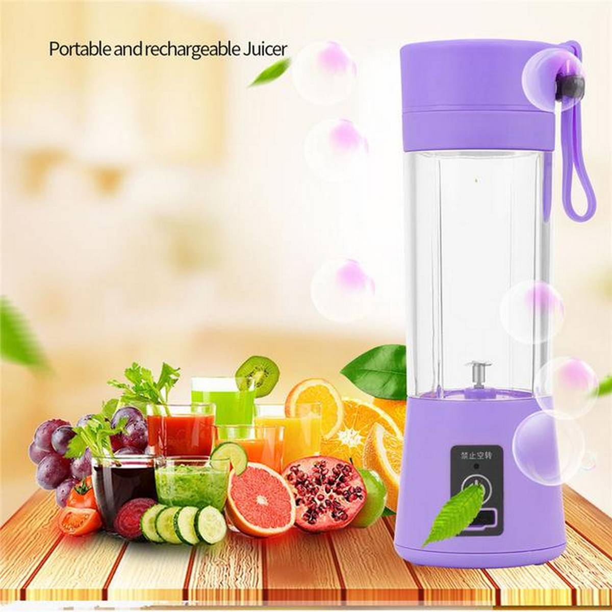 Portable USB Blender Bottle – 6-Blade Rechargeable Juicer for Smoothies & Shakes