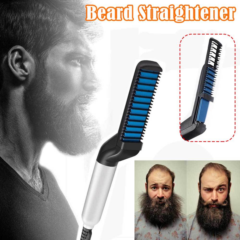 3-in-1 Electric Hair & Beard Styler for Men – Straightener, Curler & Volumizer Brush