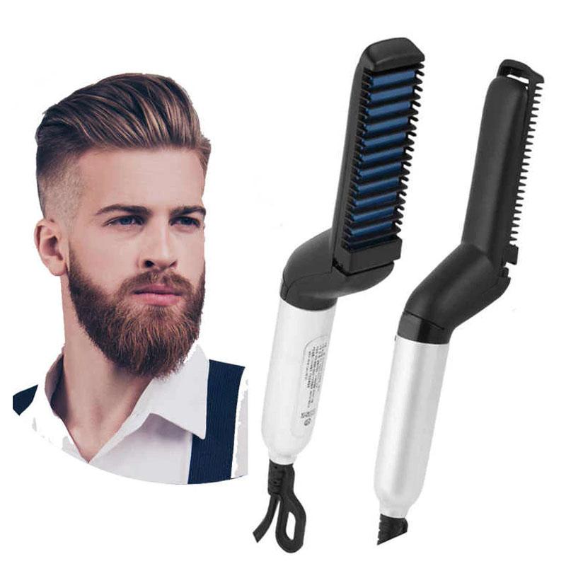 3-in-1 Electric Hair & Beard Styler for Men – Straightener, Curler & Volumizer Brush