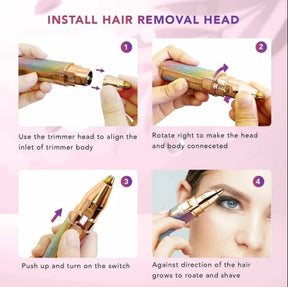 2-in-1 Rechargeable Eyebrow Trimmer & Facial Shaver – Painless Hair Remover for Women