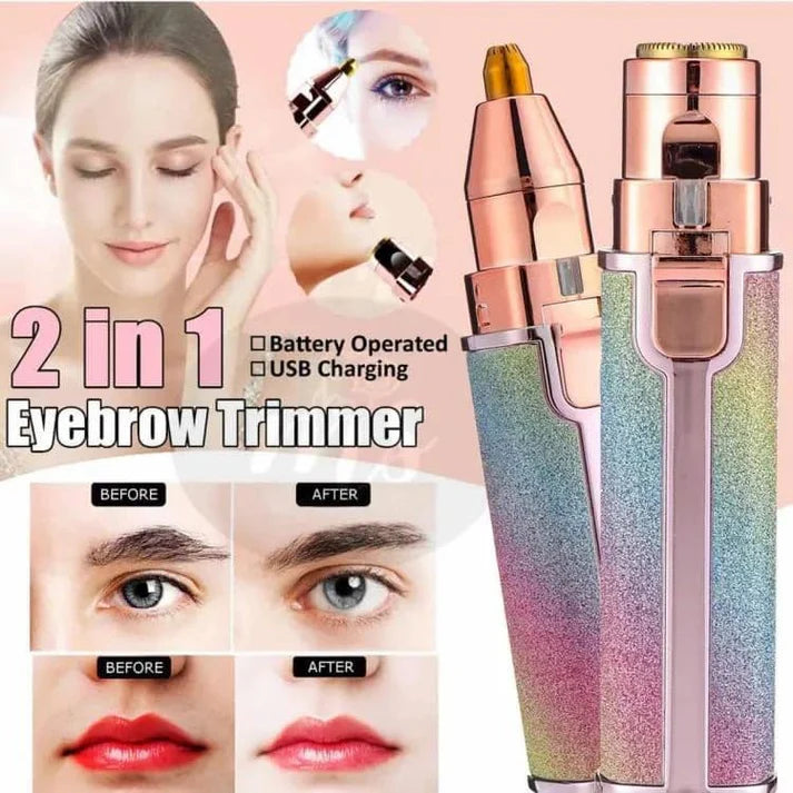 2-in-1 Rechargeable Eyebrow Trimmer & Facial Shaver – Painless Hair Remover for Women